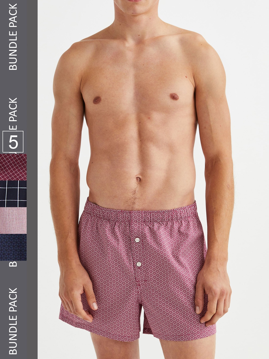 

H&M Men 5-Pack Woven Cotton Boxer Shorts 0976419020, Navy blue