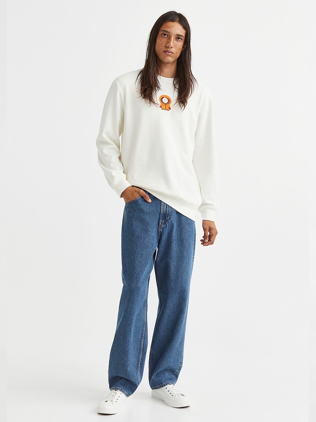 

H&M Men Regular Fit Printed Sweatshirt, White