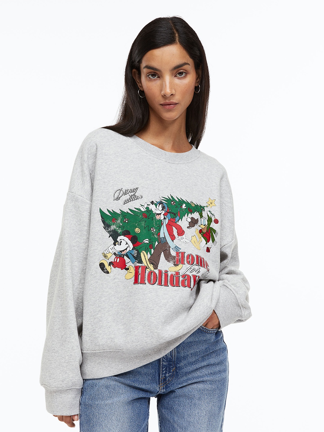 

H&M Women Motif-Detail Sweatshirt, Grey