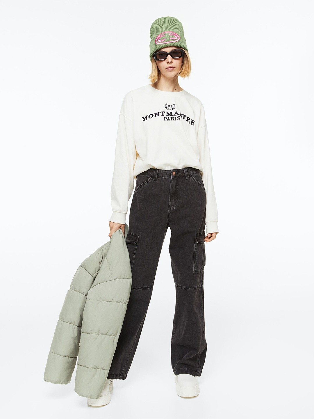 

H&M Women Motif-Detail Sweatshirt, White