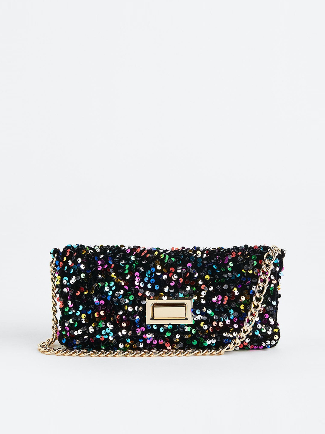 

H&M Women Sequined Shoulder Bag, Black