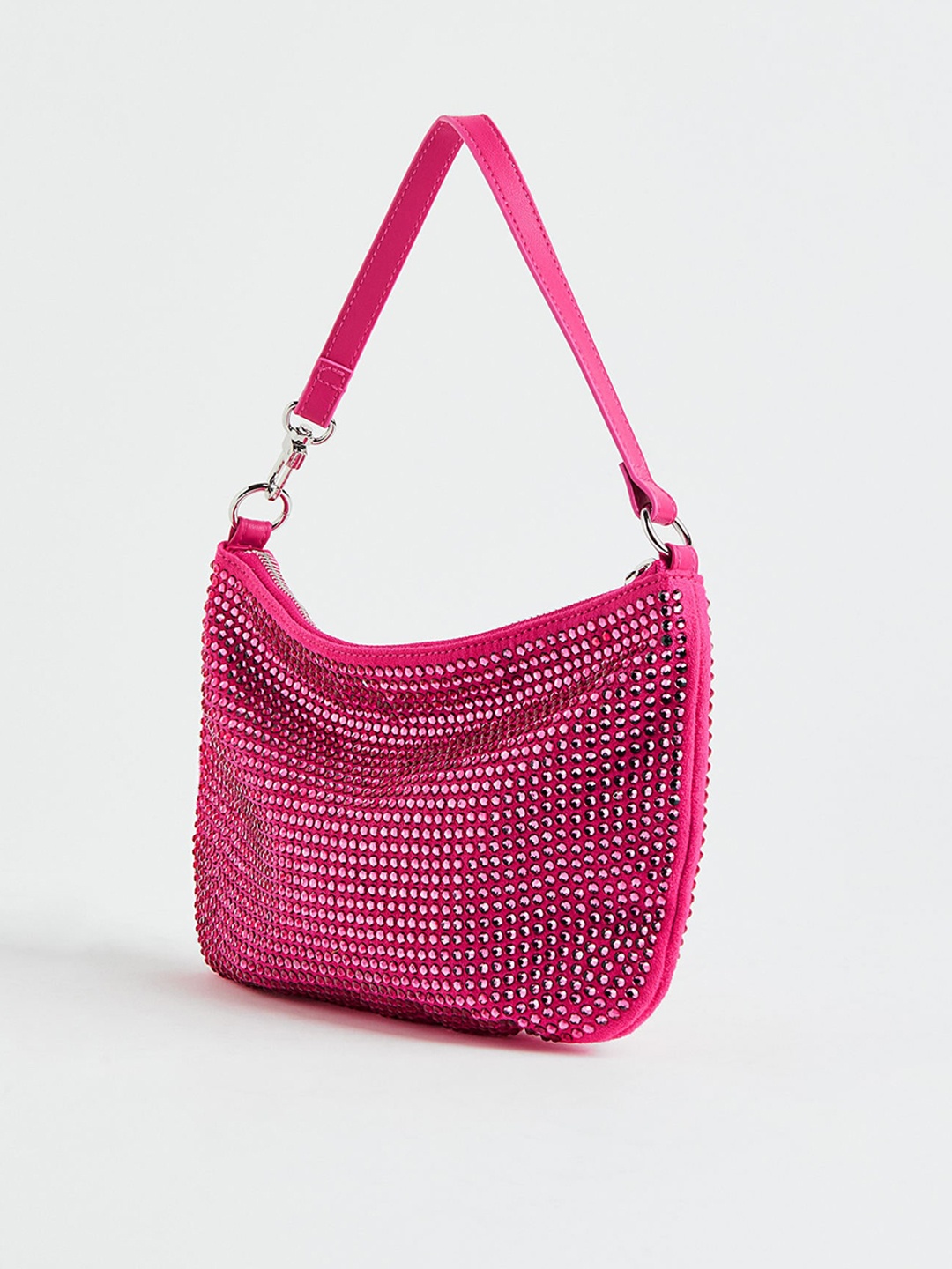

H&M Rhinestone-Embellished Shoulder Bag, Pink