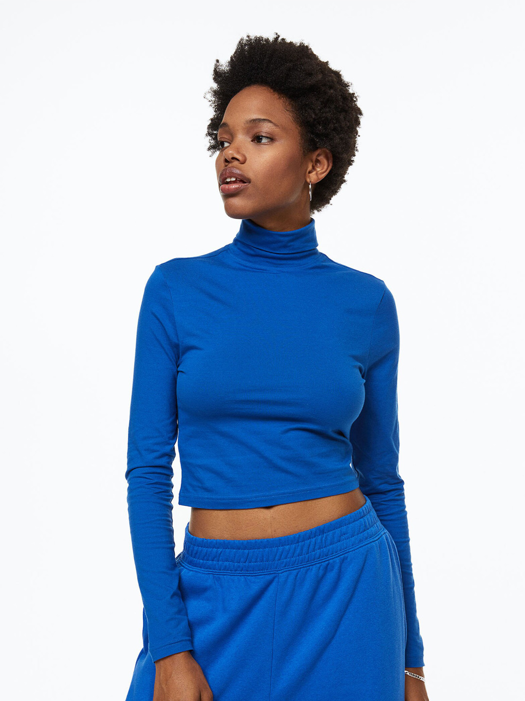 

H&M Women Polo-Neck Top, Blue
