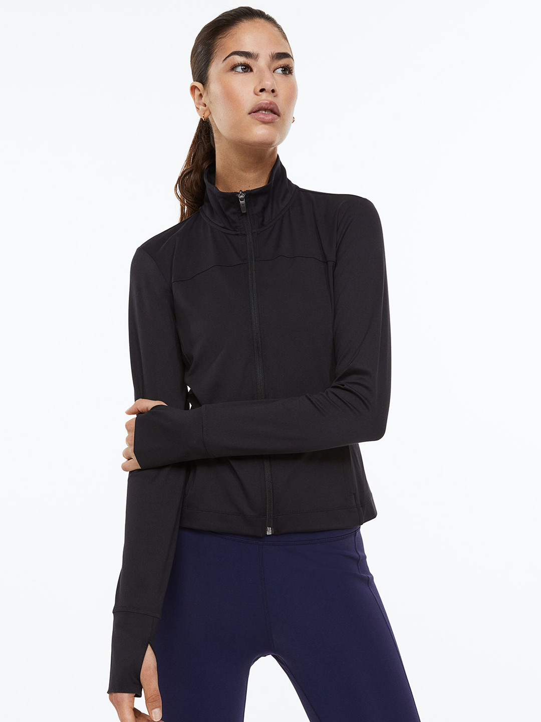 

H&M Women Sports Jacket in Soft Move, Black