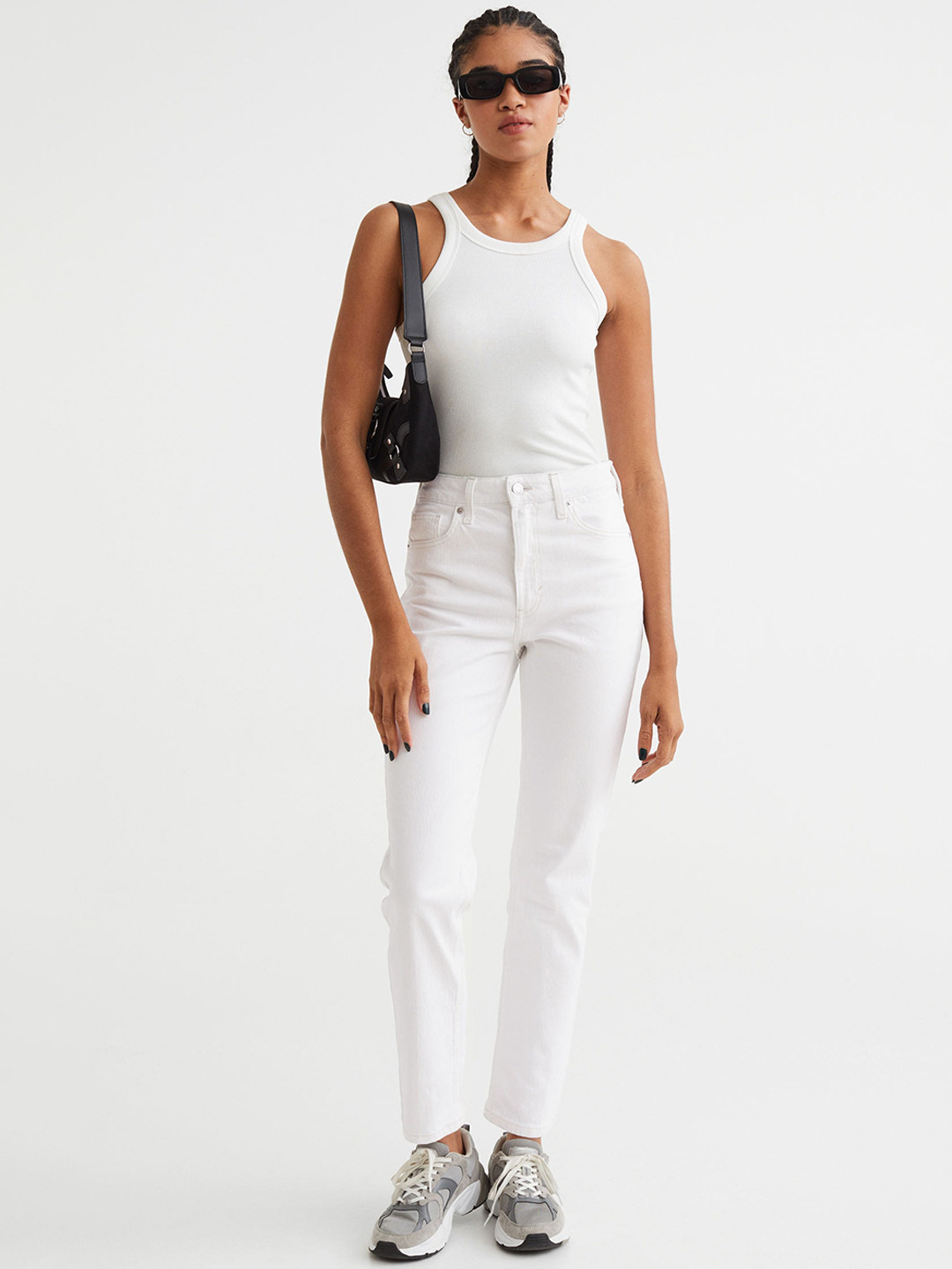 

H&M Vintage Straight High Jeans, White