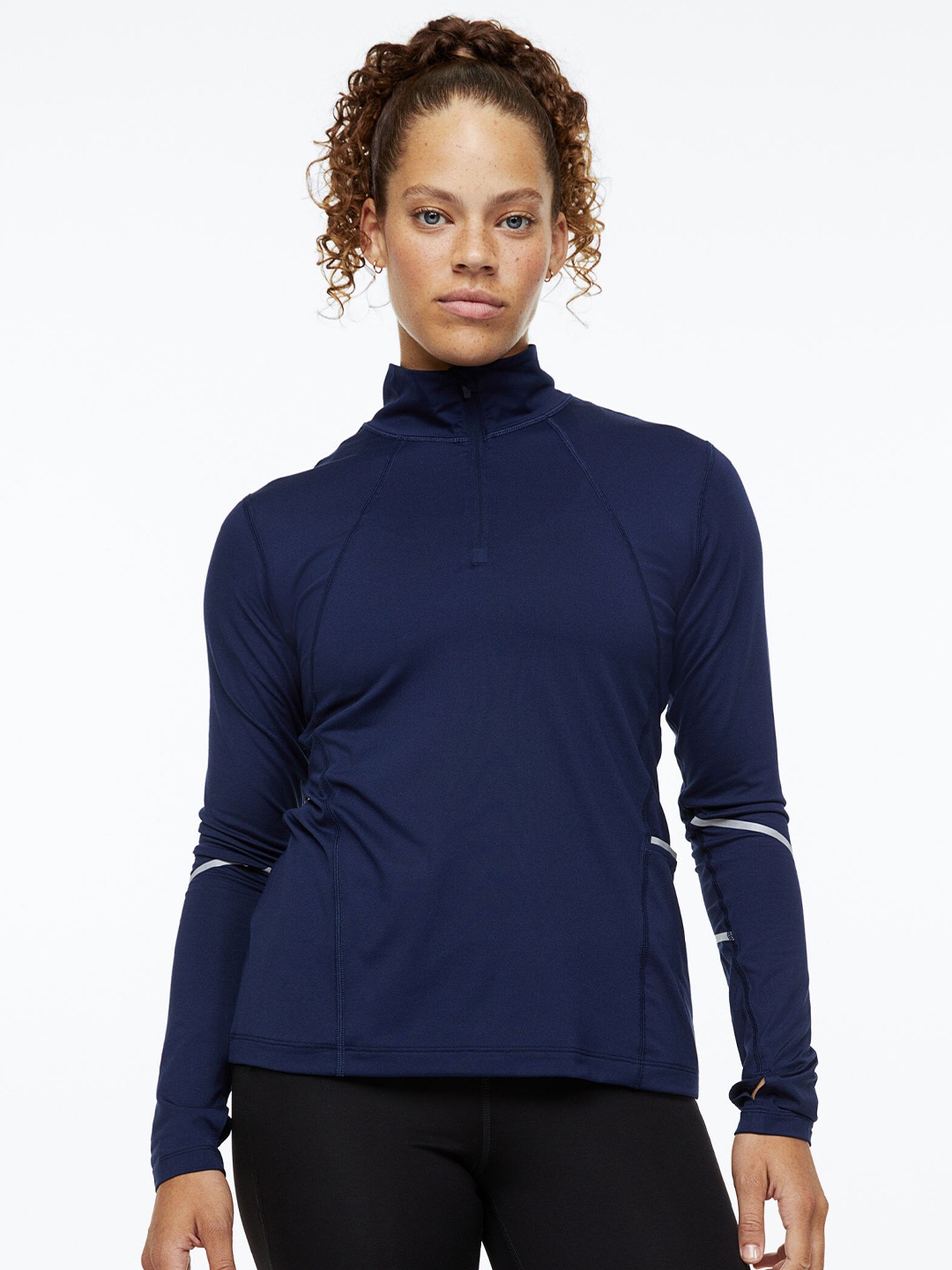 

H&M Women Zip-Top Sports Top in Dry Move, Blue