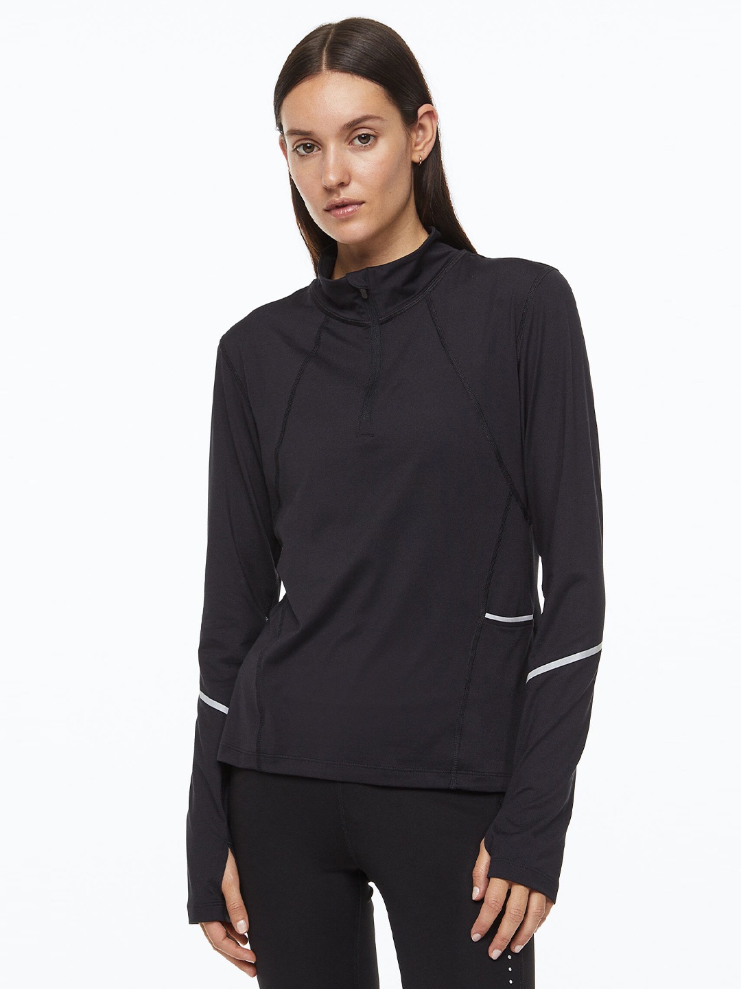 

H&M Women Black Zip-top sports top in DryMove