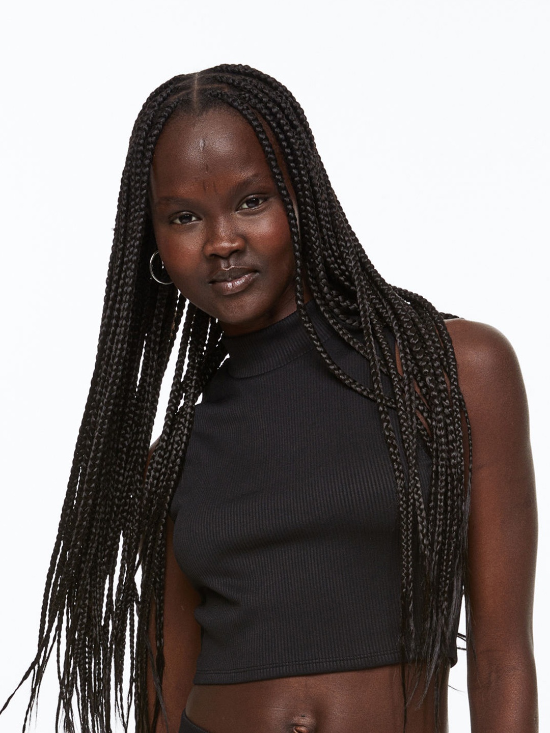 

H&M Women Ribbed Cropped Top, Black