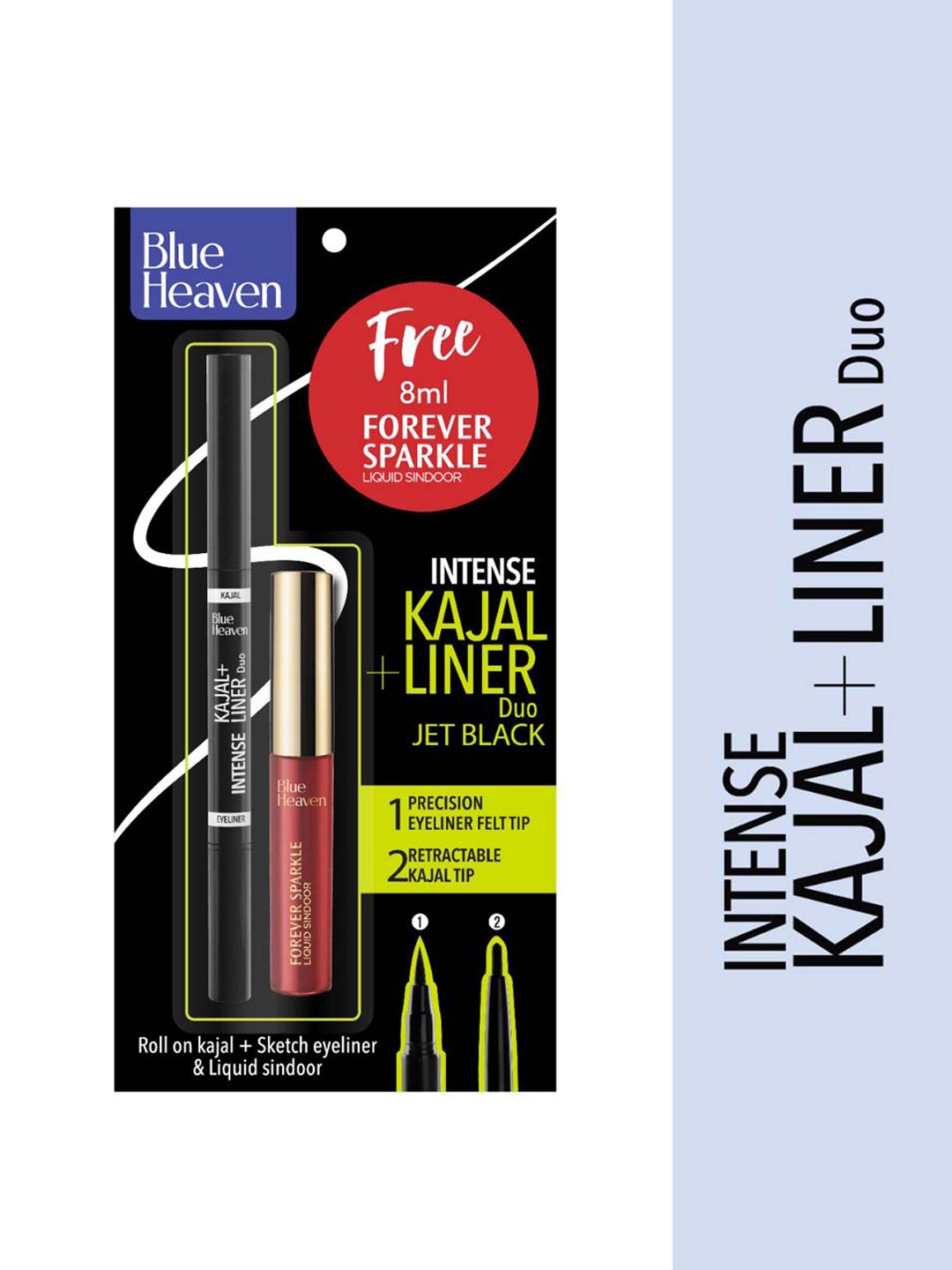 

Blue Heaven Intense Kajal + Liner Duo With Free Sindoor, Black