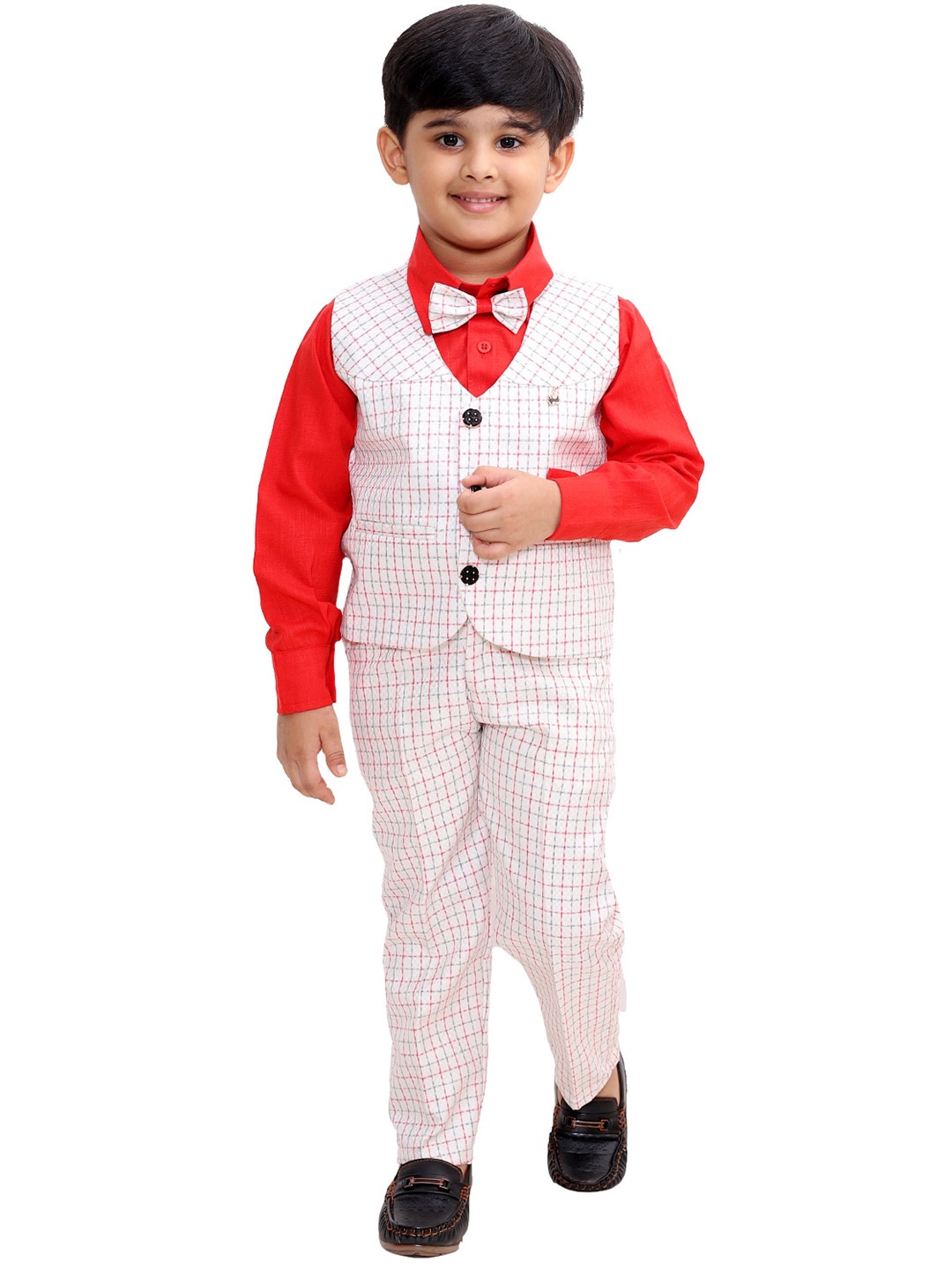 

FOURFOLDS Boys Shirt with Trousers & Waistcoat, White