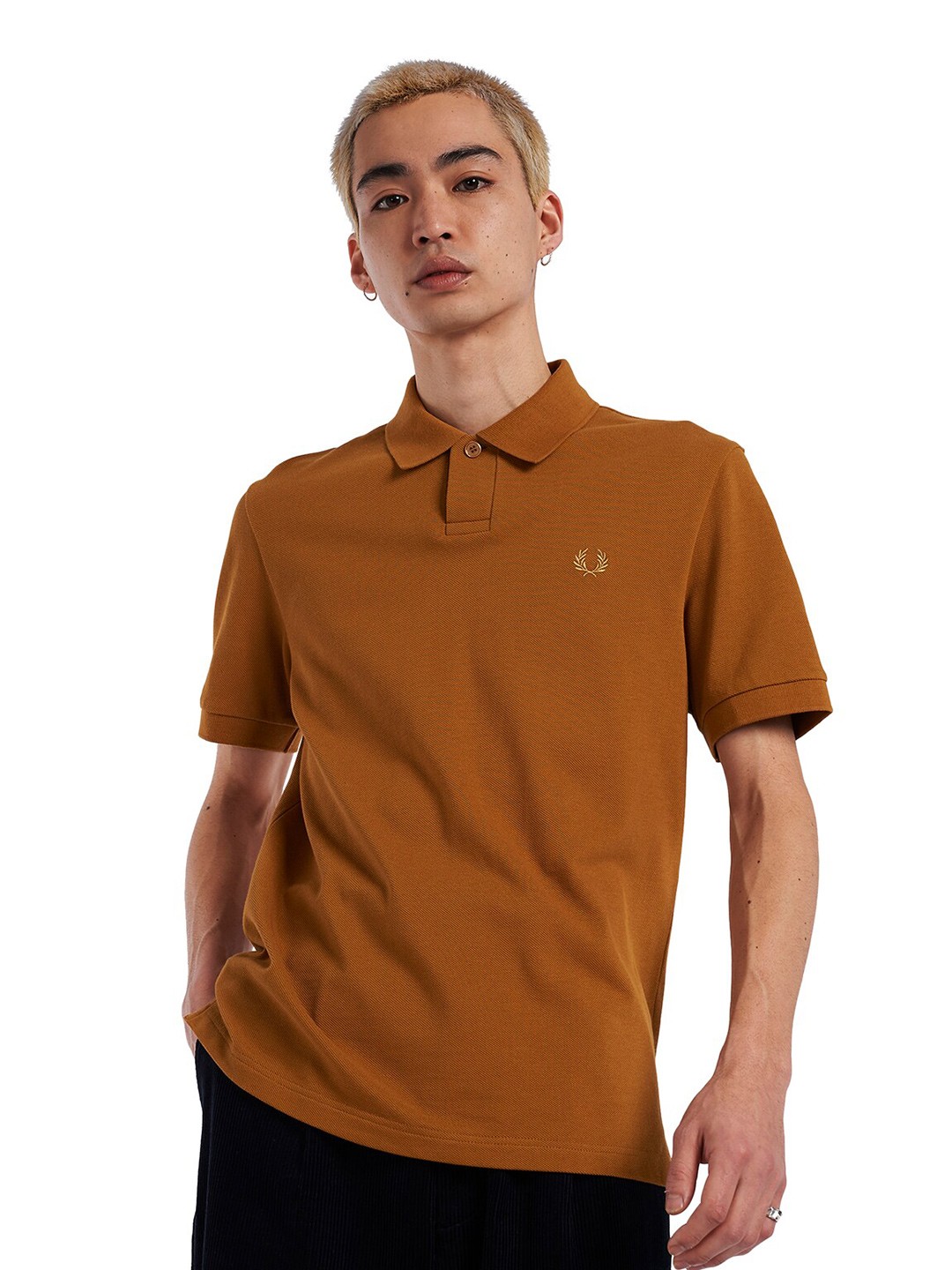 

Fred Perry Men Polo Collar Pure Cotton T-shirt, Brown