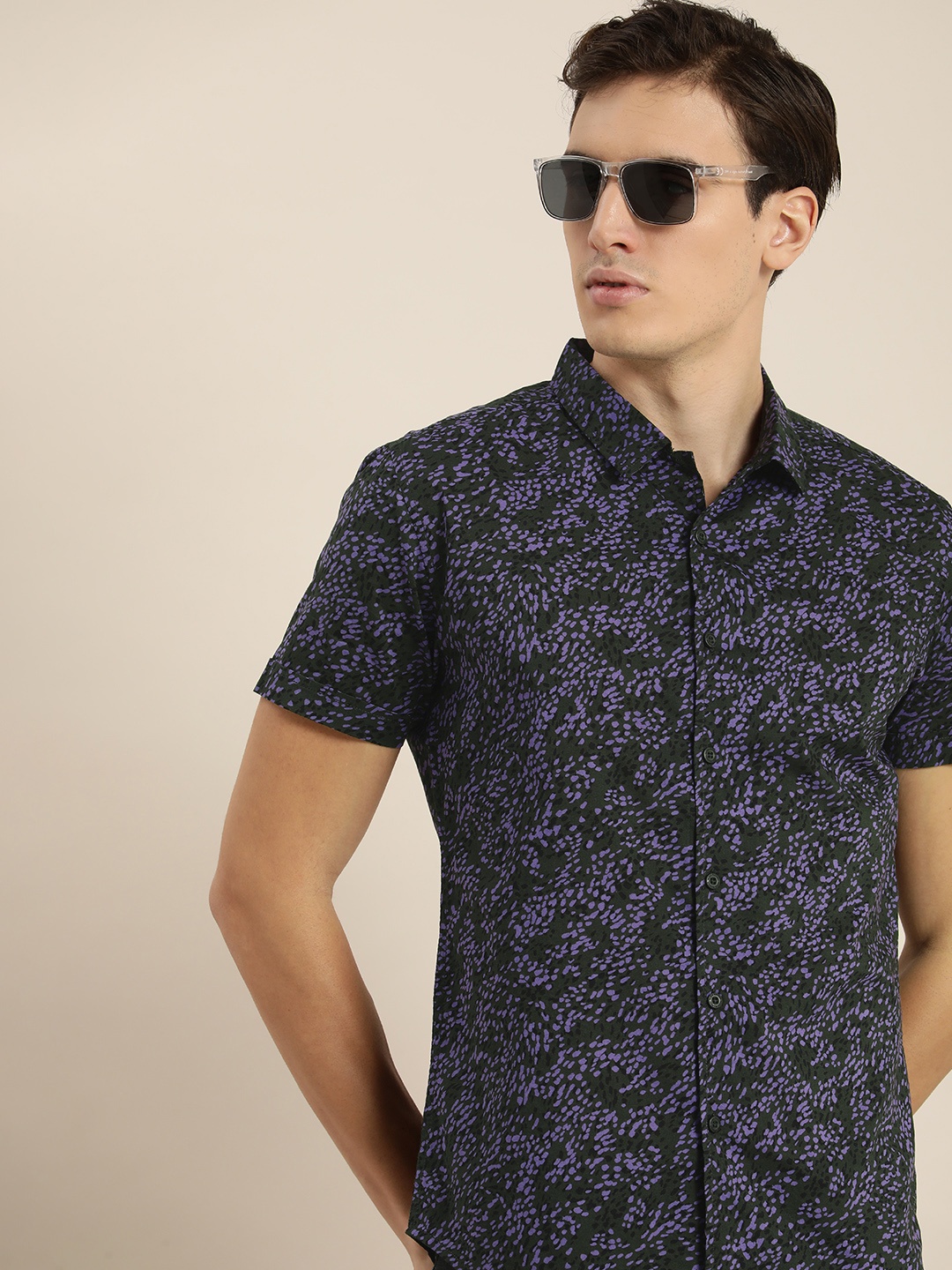 

Moda Rapido Men Abstract Printed Pure Cotton Casual Shirt, Green