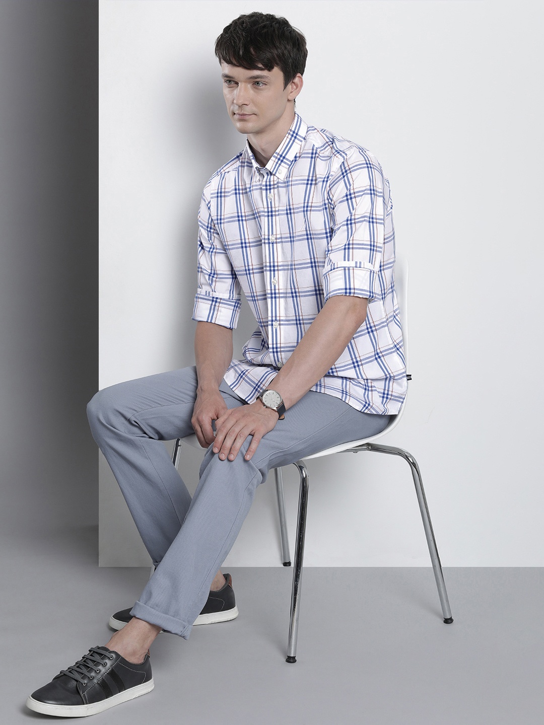 

Nautica Classic Fit Tartan Checked Casual Shirt, White