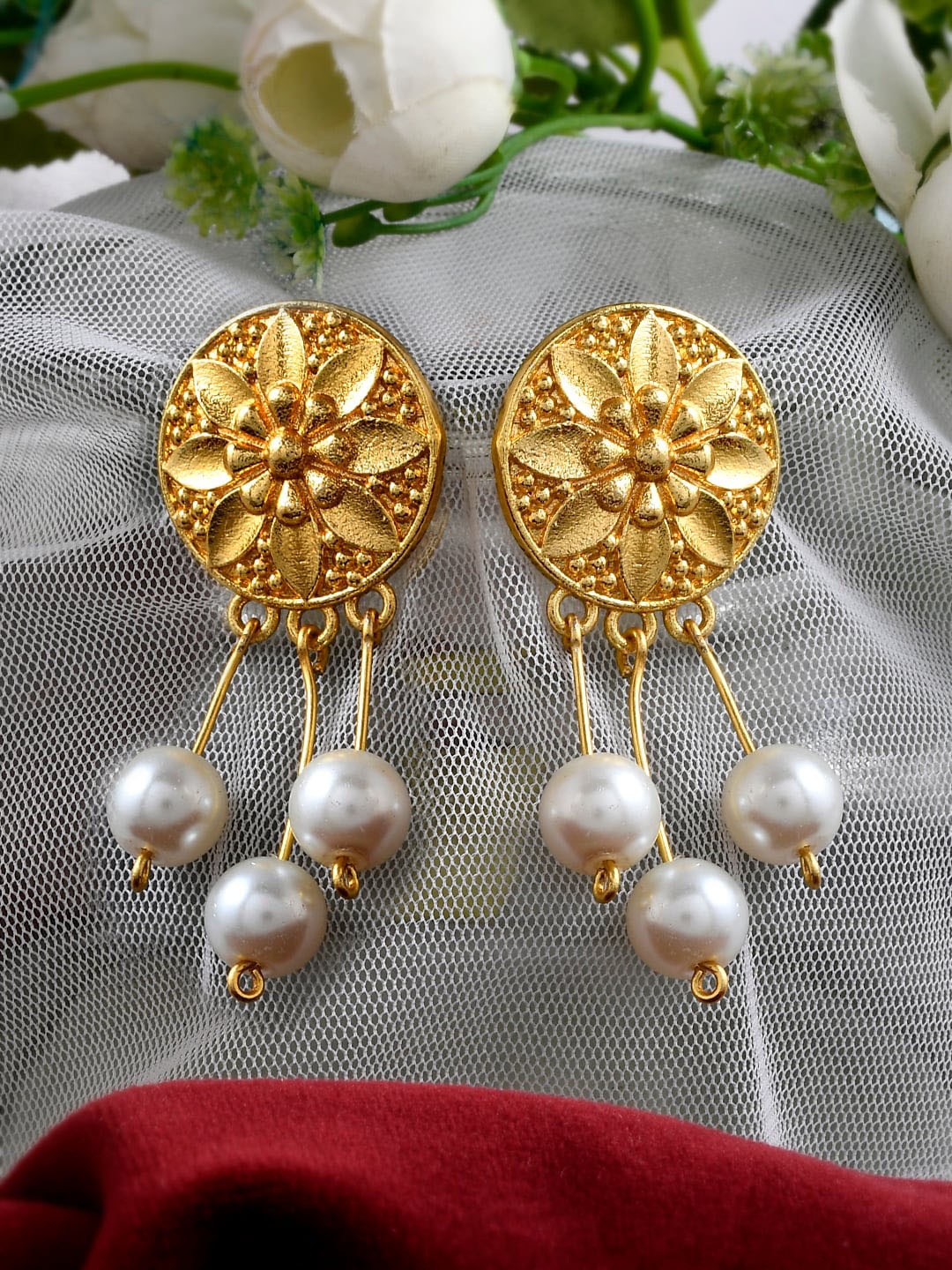 

Silvermerc Designs Gold-Plated Circular Drop Earrings