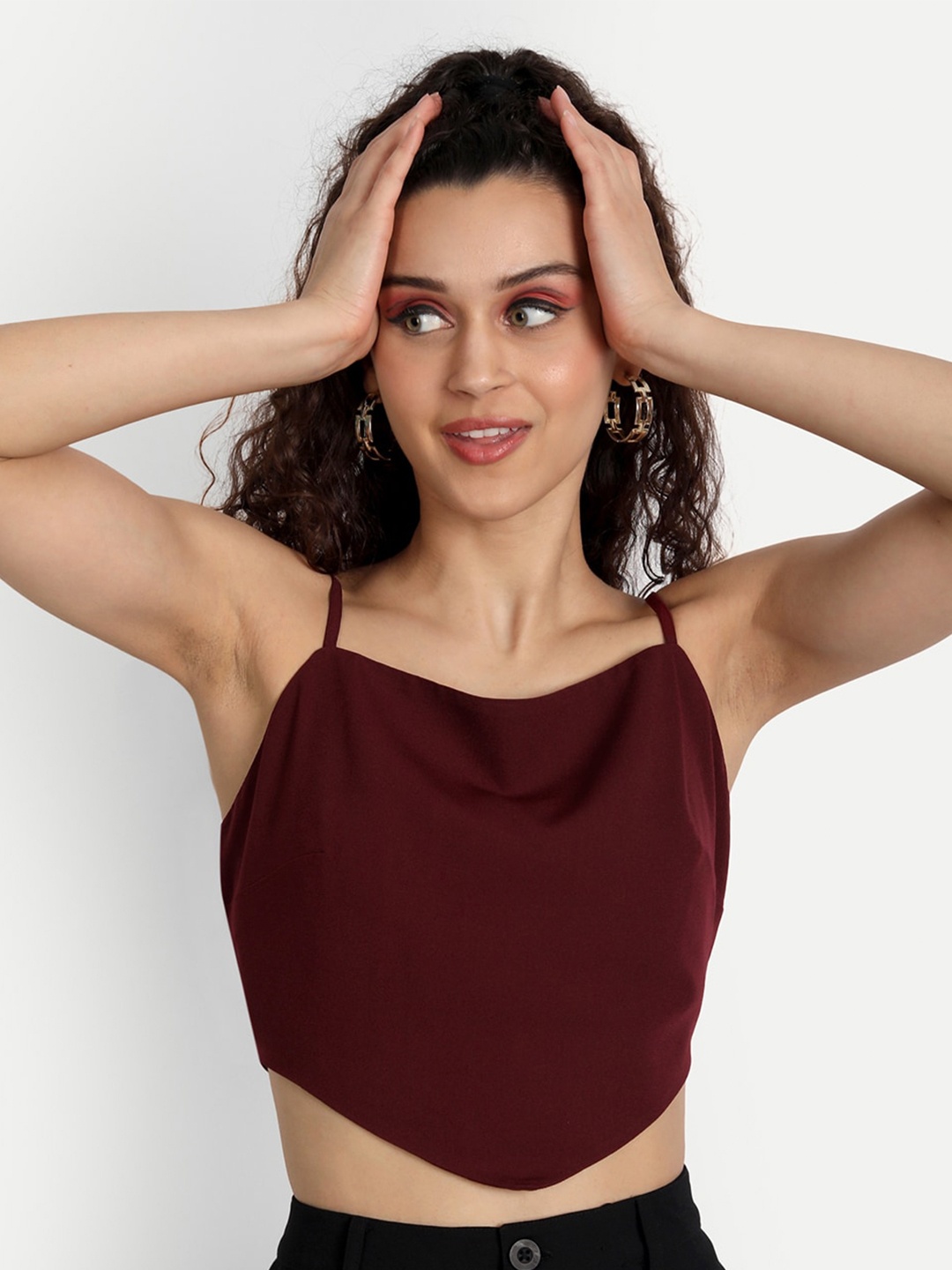 

ESSQUE Styled Back Crop Top, Maroon