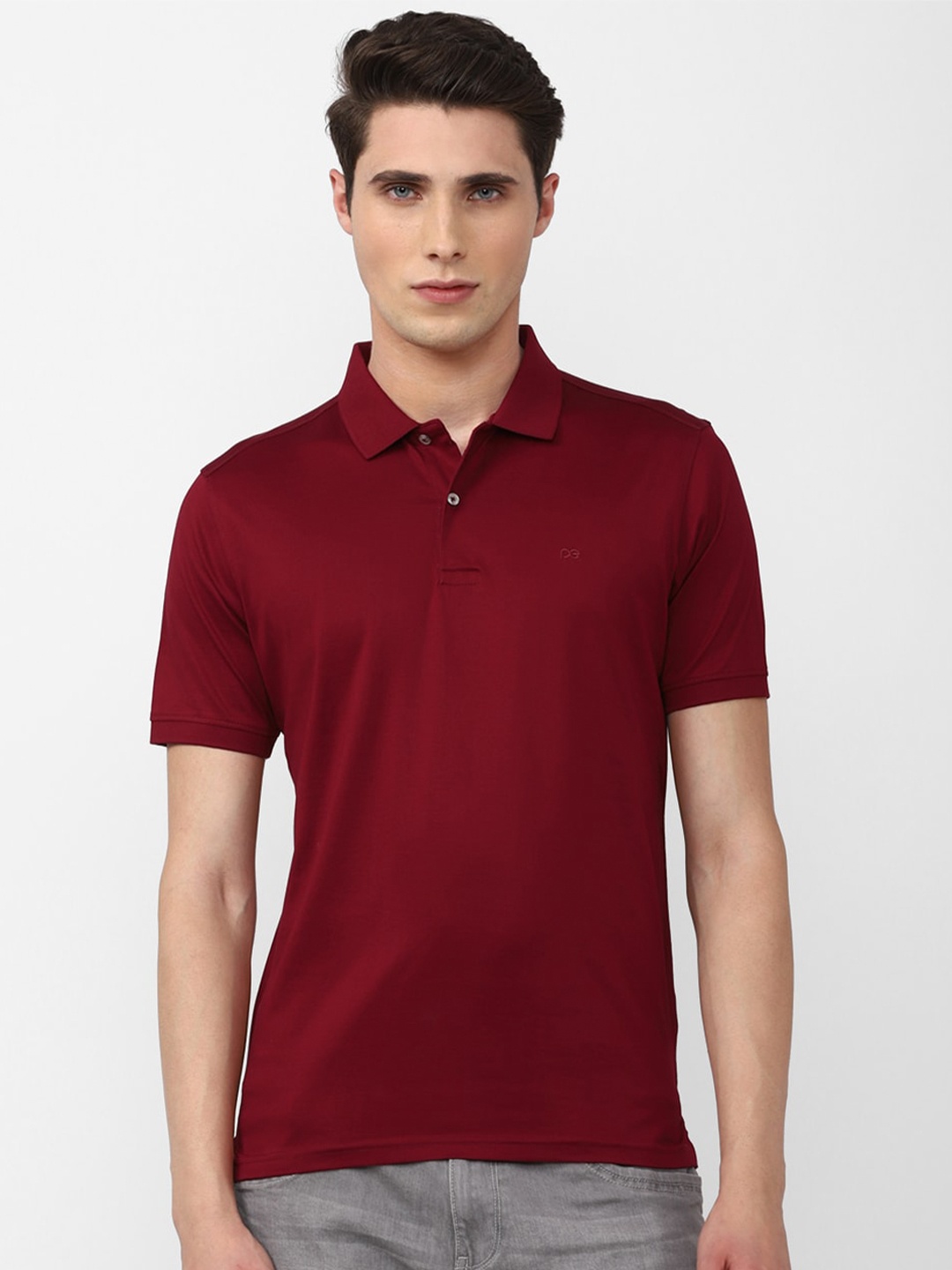 

Peter England Casuals Men Cotton Polo Collar T-shirt, Maroon