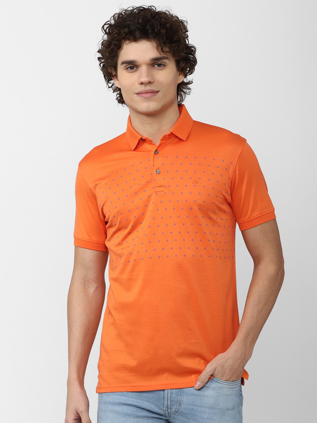 

Peter England Casuals Men Orange Cotton Polo Collar T-shirt