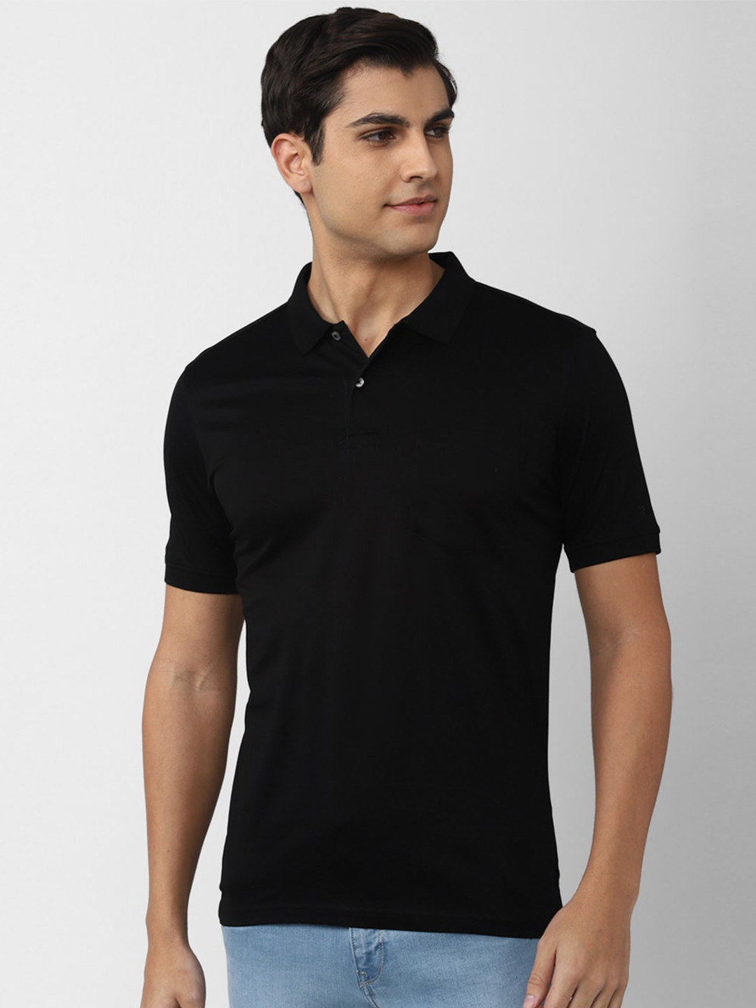 

Peter England Casuals Men Black Cotton Polo Collar T-shirt