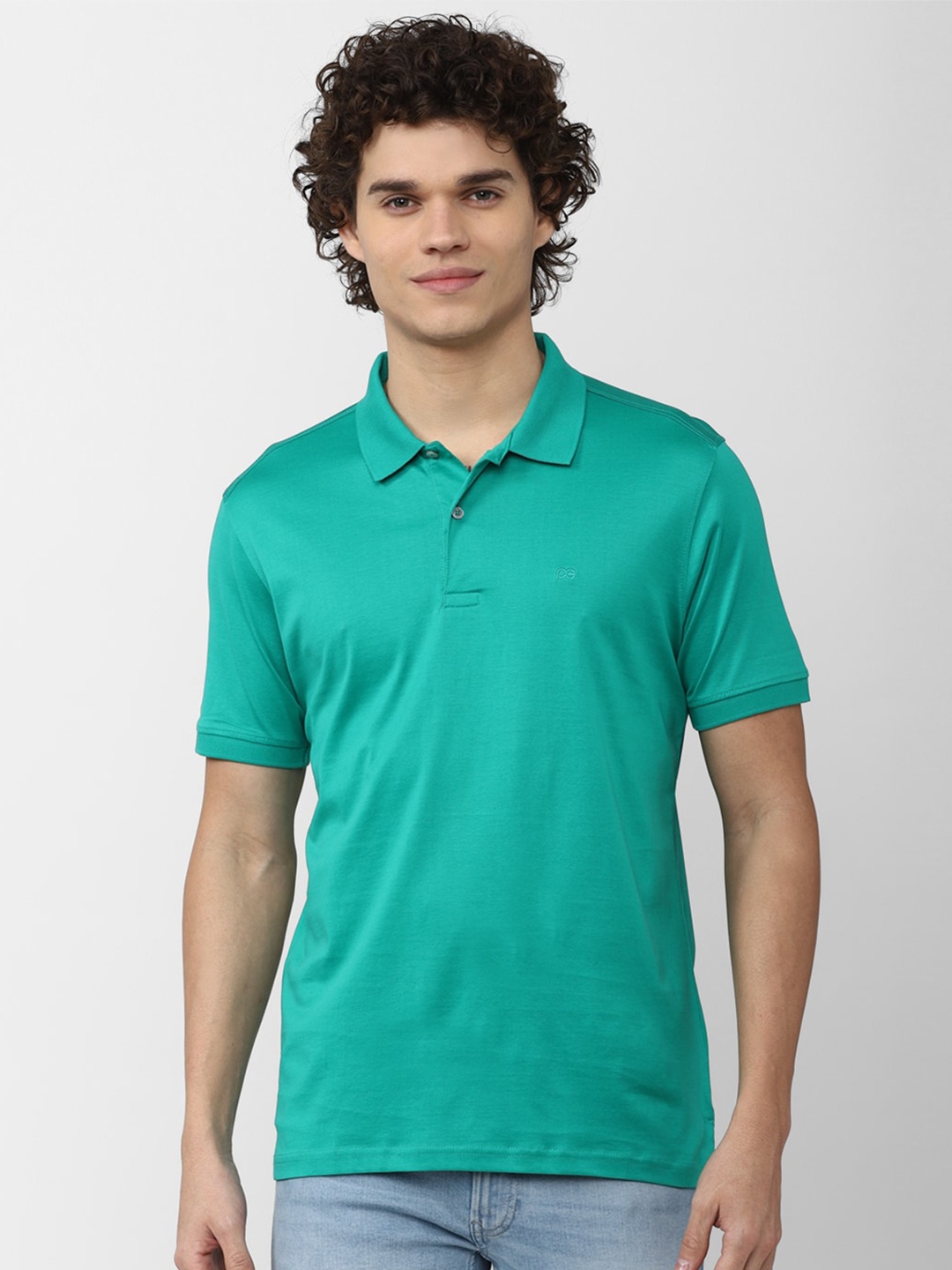 

Peter England Casuals Men Green Cotton Polo Collar T-shirt