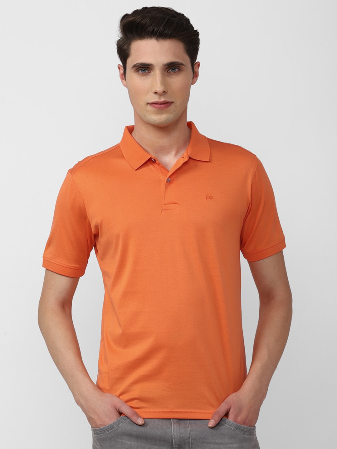 

Peter England Casuals Men Orange Cotton Polo Collar T-shirt
