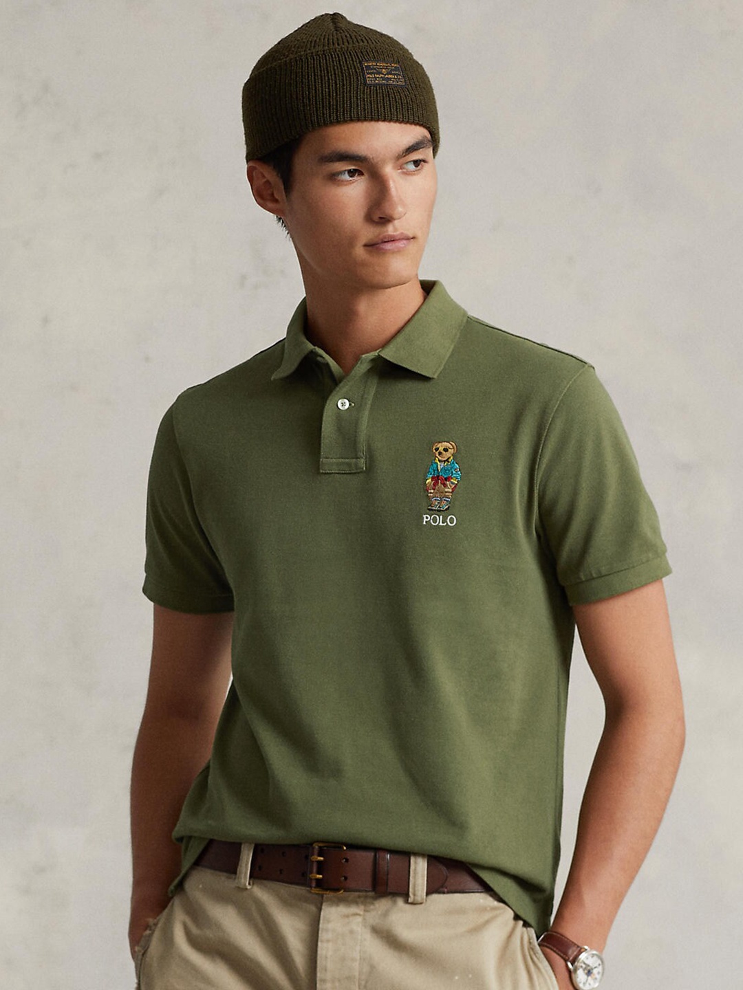 

Polo Ralph Lauren Men Green Polo Collar Pure Cotton T-shirt