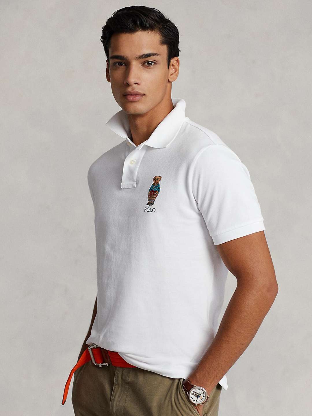 

Polo Ralph Lauren Men White Polo Collar Pure Cotton T-shirt