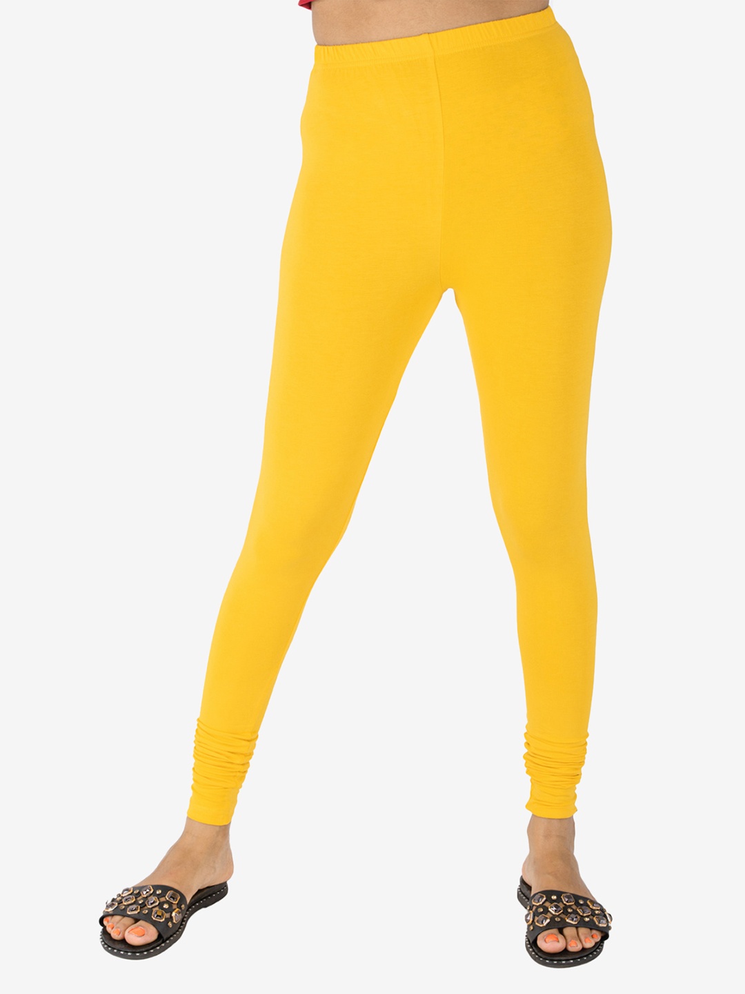 

indian flower Women Churidar Length Leggings, Yellow