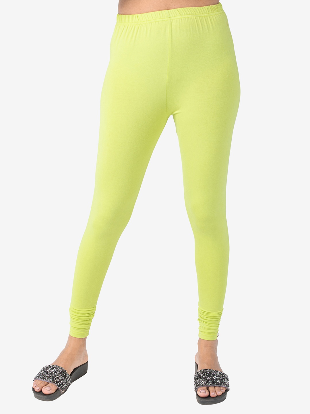 

indian flower Women Churidar Length Leggings, Lime green