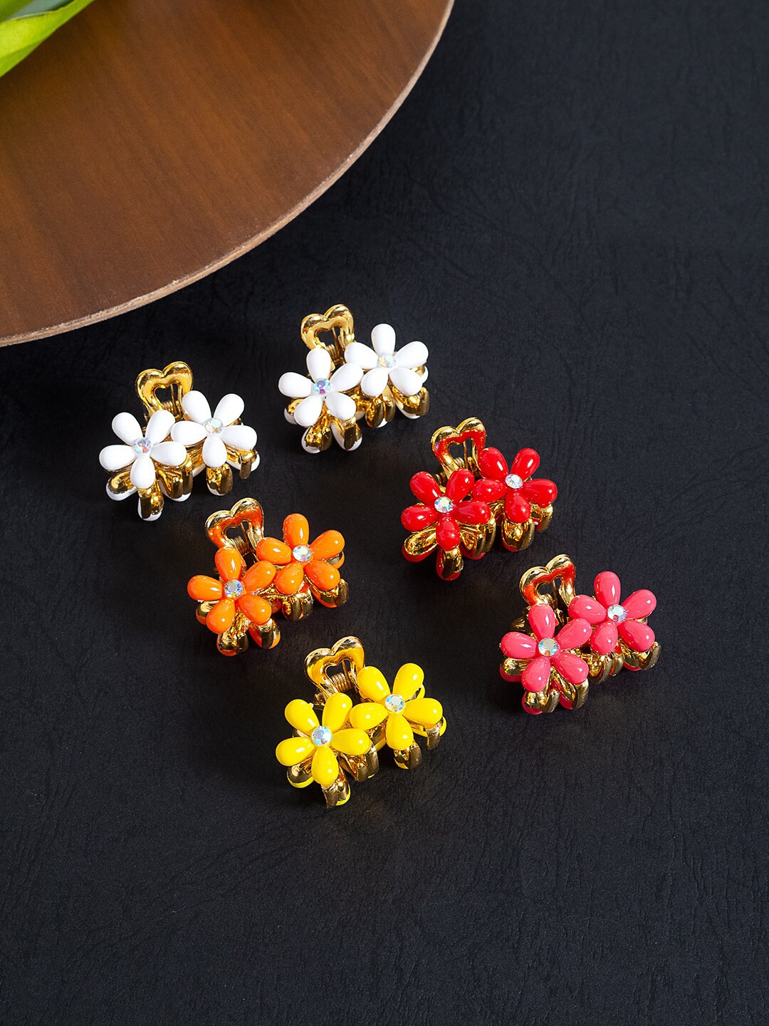 

Golden Peacock Women Set of 6 Embellished Claw Clip, Pink