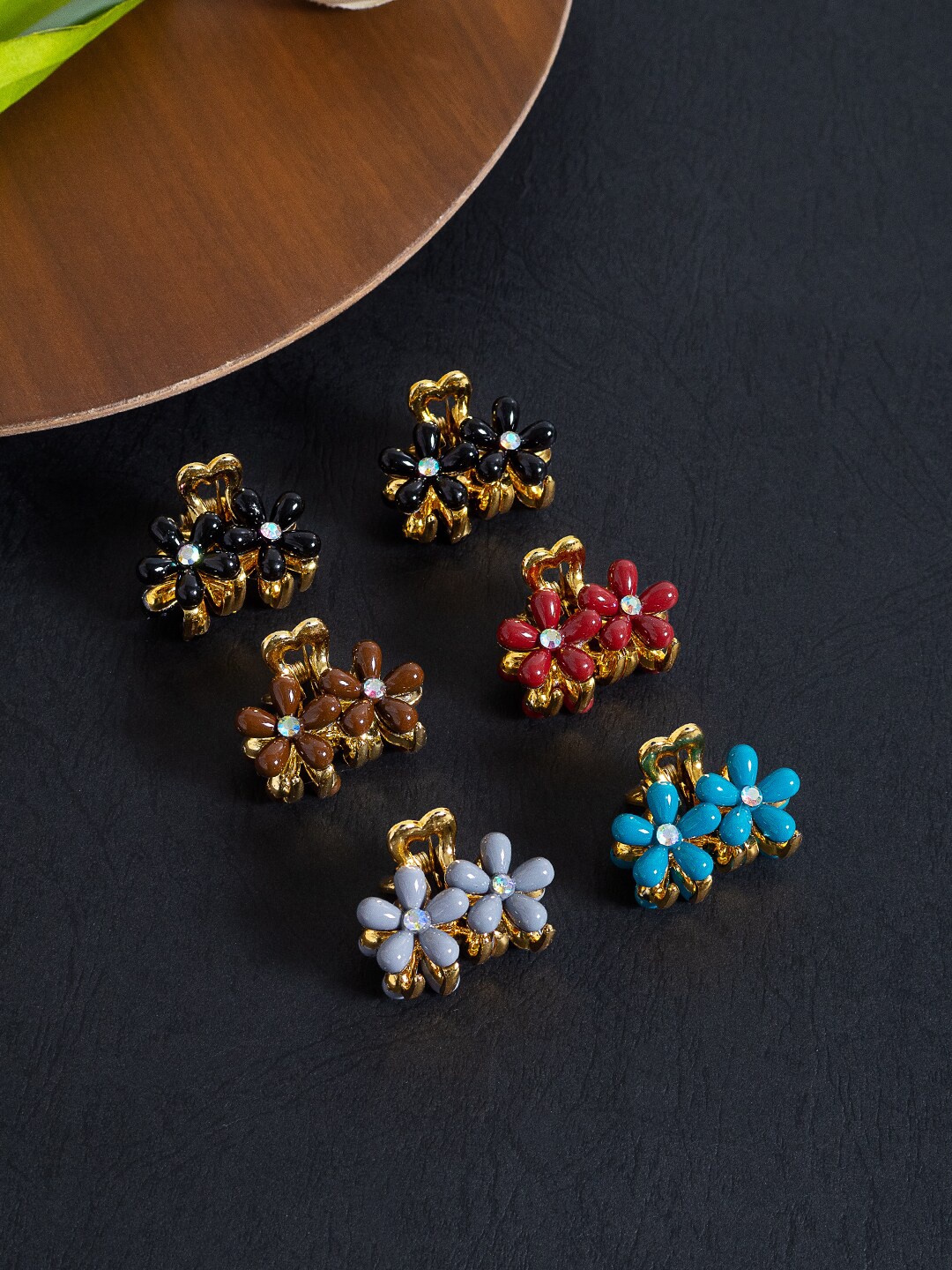 

Golden Peacock Women Set of 6 Embellished Claw Clip, Blue