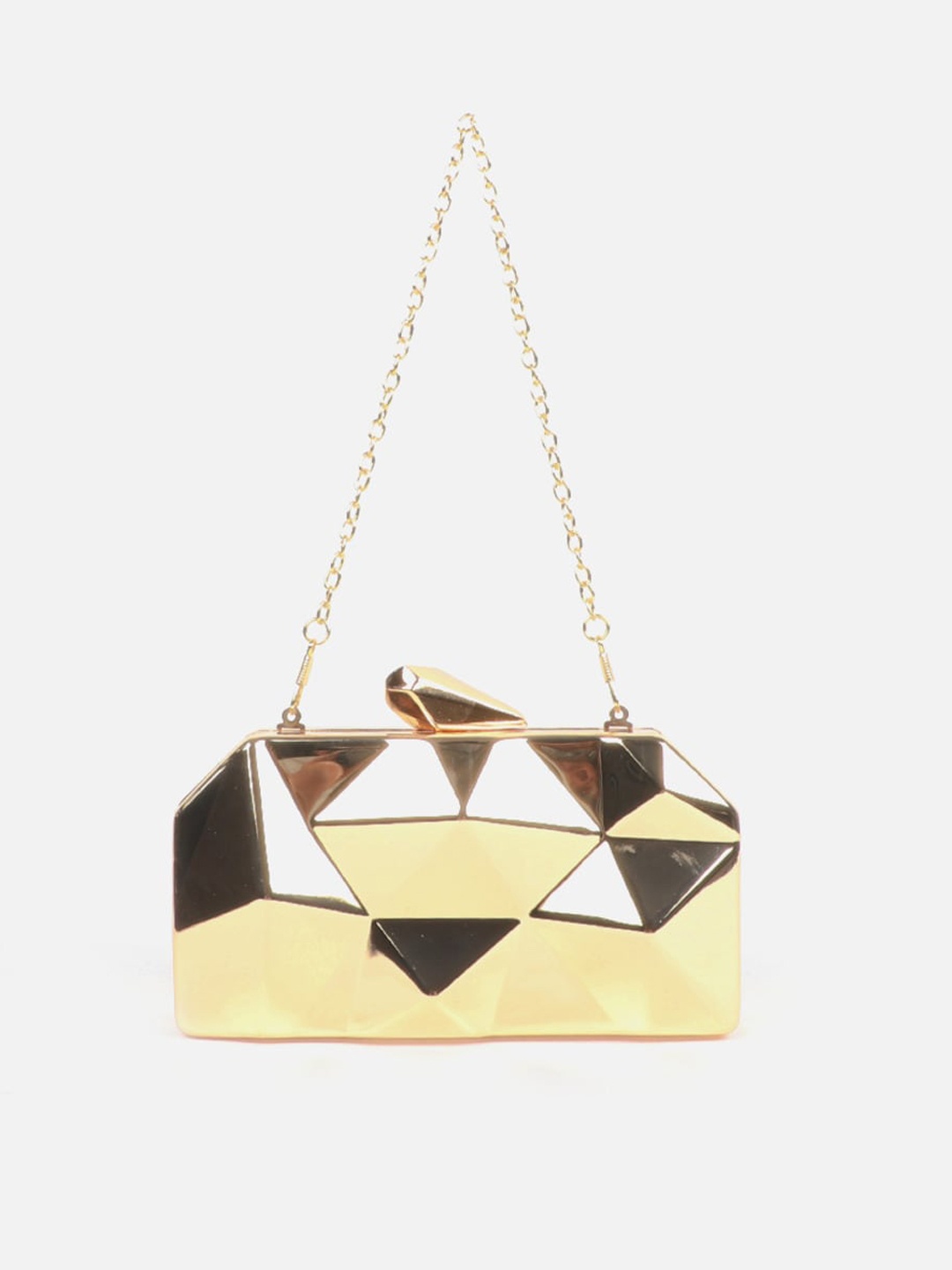 

Carlton London Geometric Printed Structured Handheld Bag, Gold