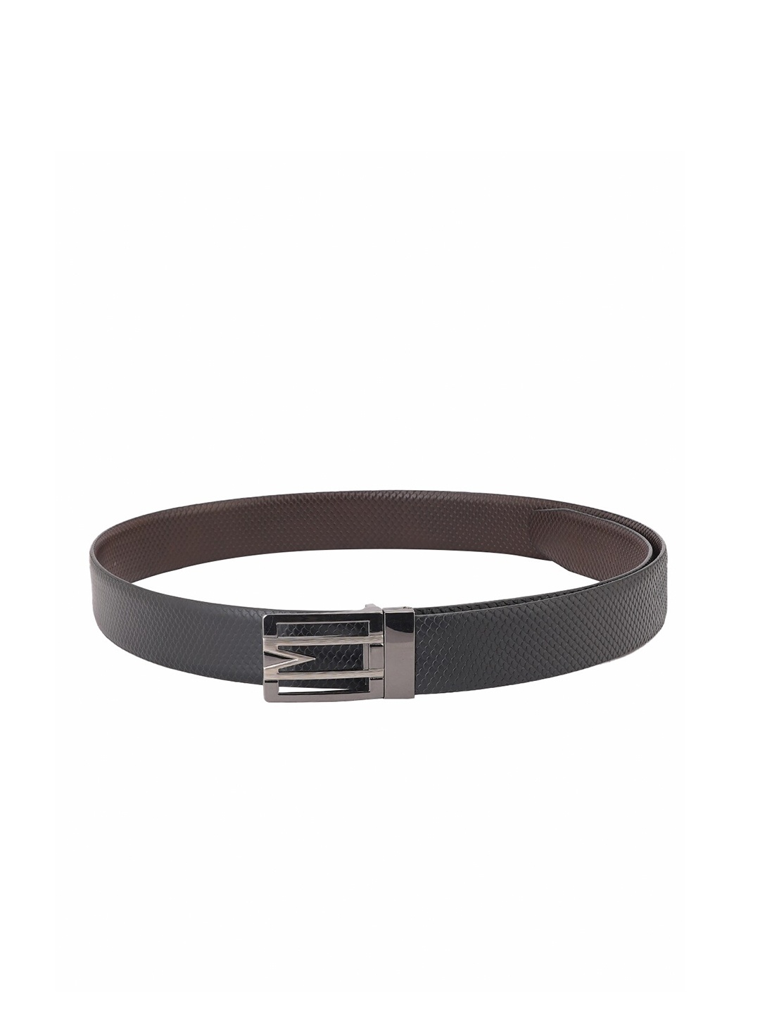 

Style Shoes Men Textured Reversible Leather Formal Belt, Black