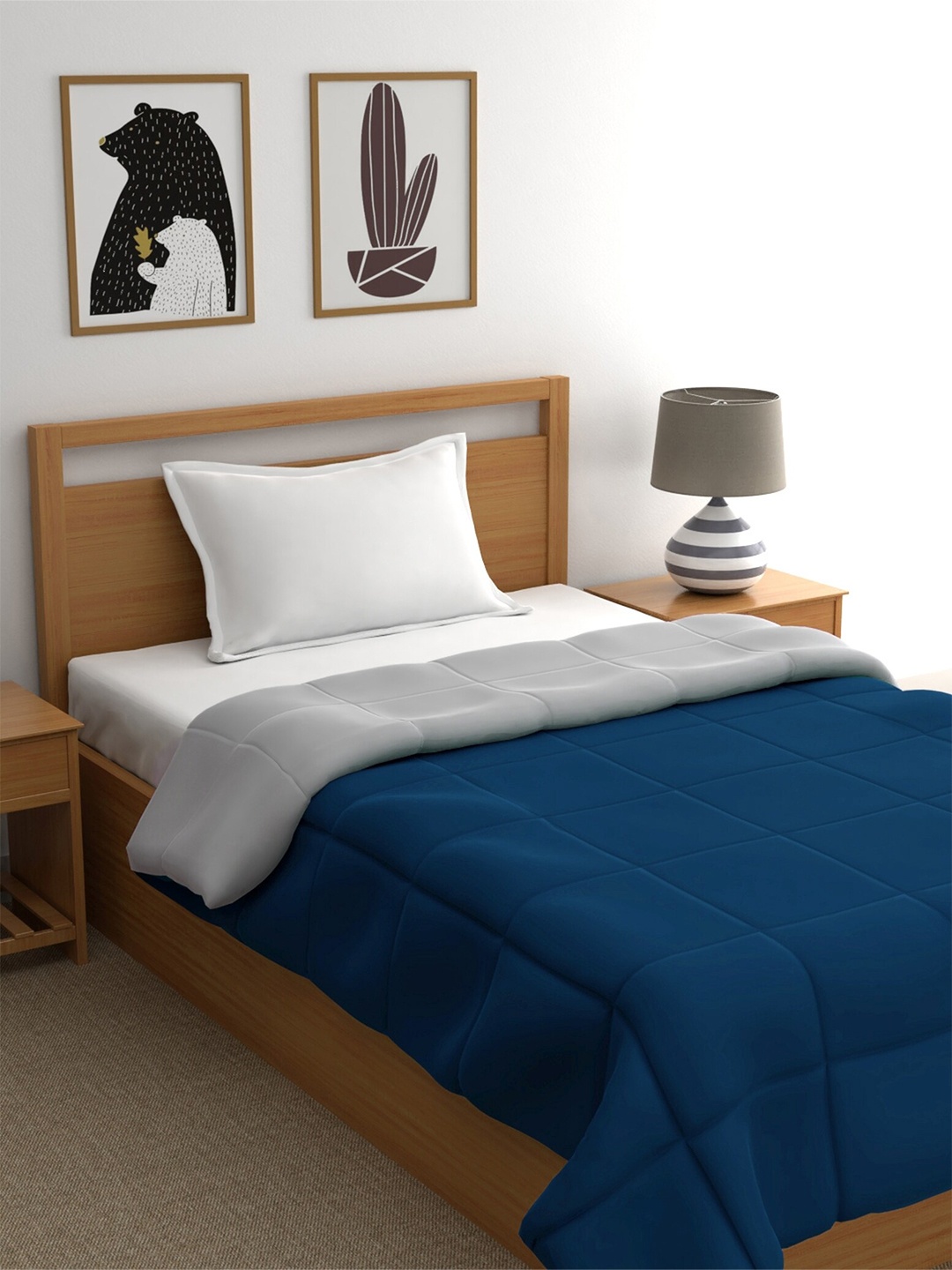 

Home Ecstasy Navy Blue & Grey AC Room 200GSM Single Bed Comforter
