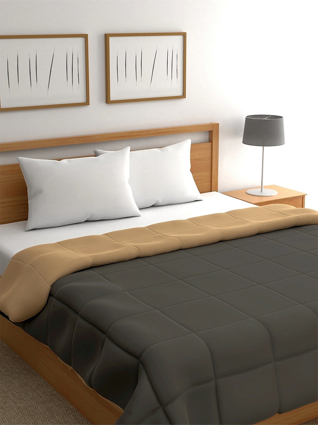 

Home Ecstasy Beige & Grey AC Room 200GSM Double Comforter