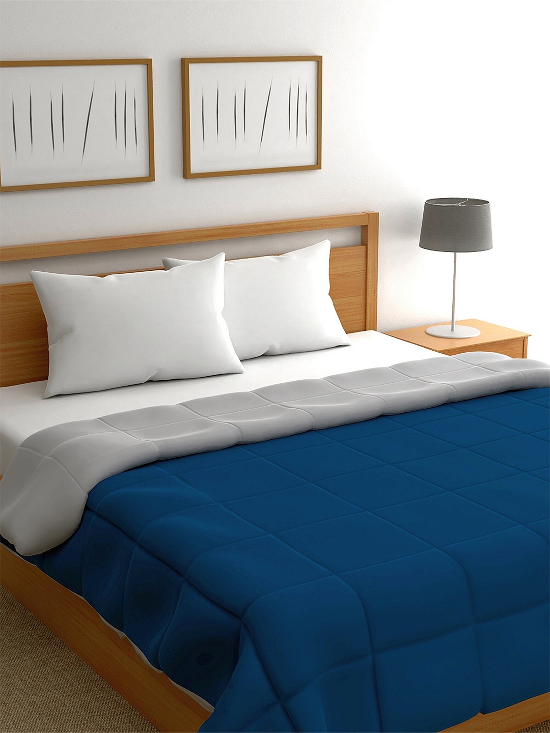 

Home Ecstasy Navy Blue & Grey AC Room 200GSM Double Bed Comforter