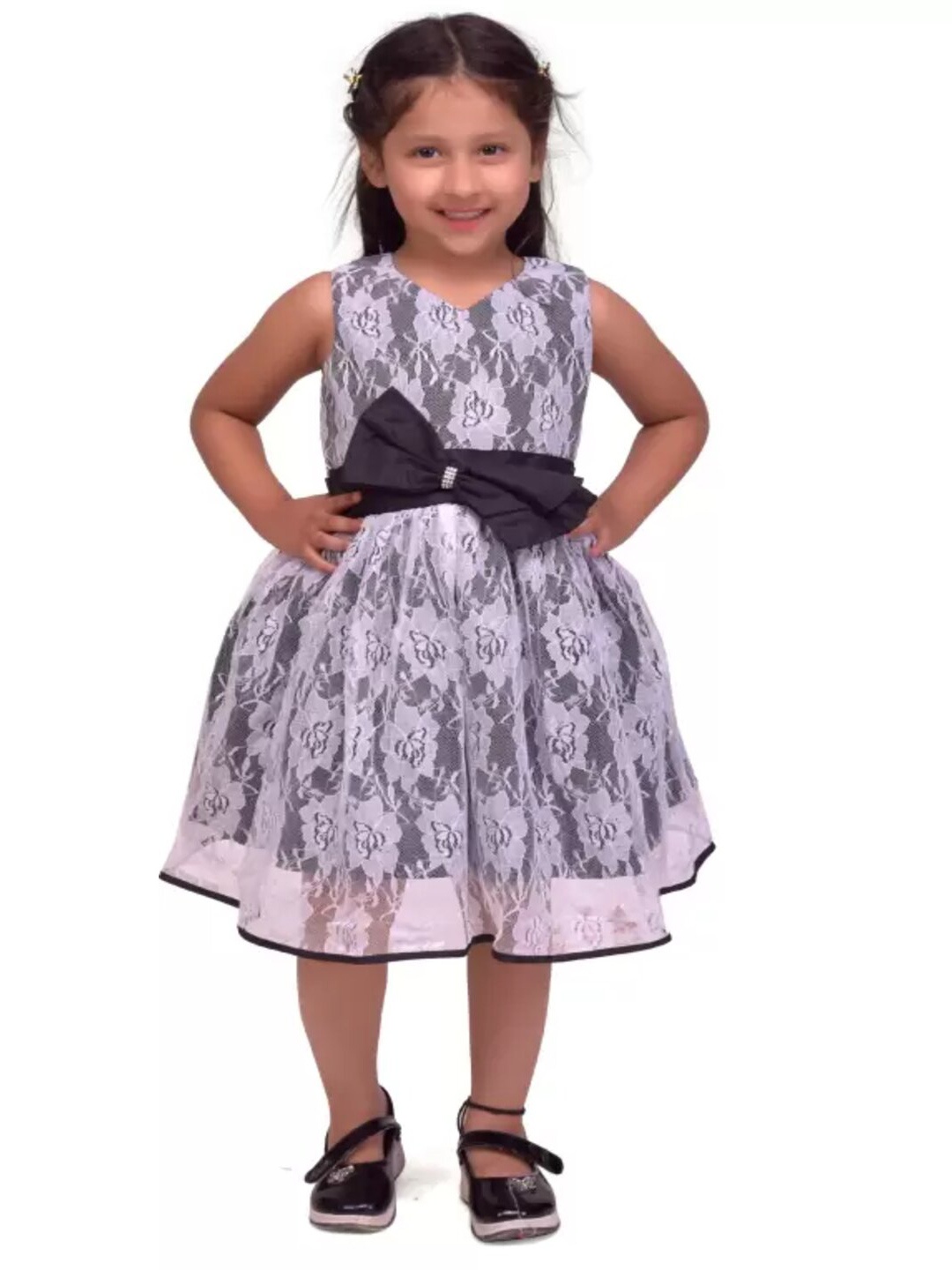 

R Cube Black & White Floral Net Dress