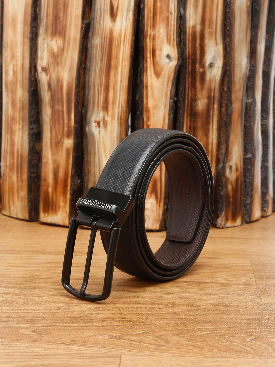 

MUTAQINOTI Men Reversible Leather Formal Belt, Black