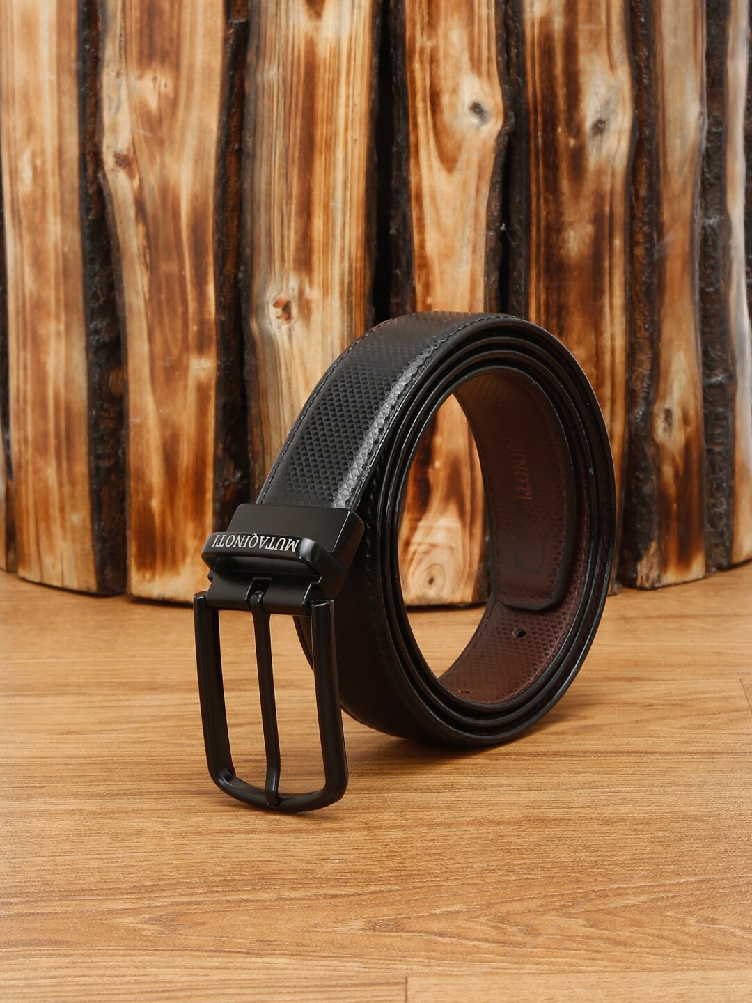 

MUTAQINOTI Men Reversible Leather Formal Belt, Black