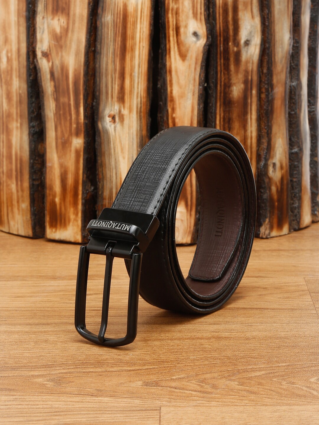 

MUTAQINOTI Men Reversible Leather Formal Belt, Black