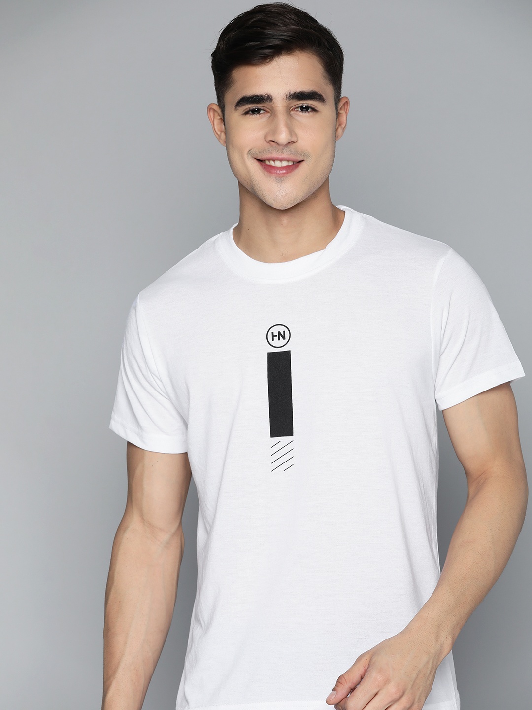 

HERE&NOW Men Printed Monochrome T-shirt, White