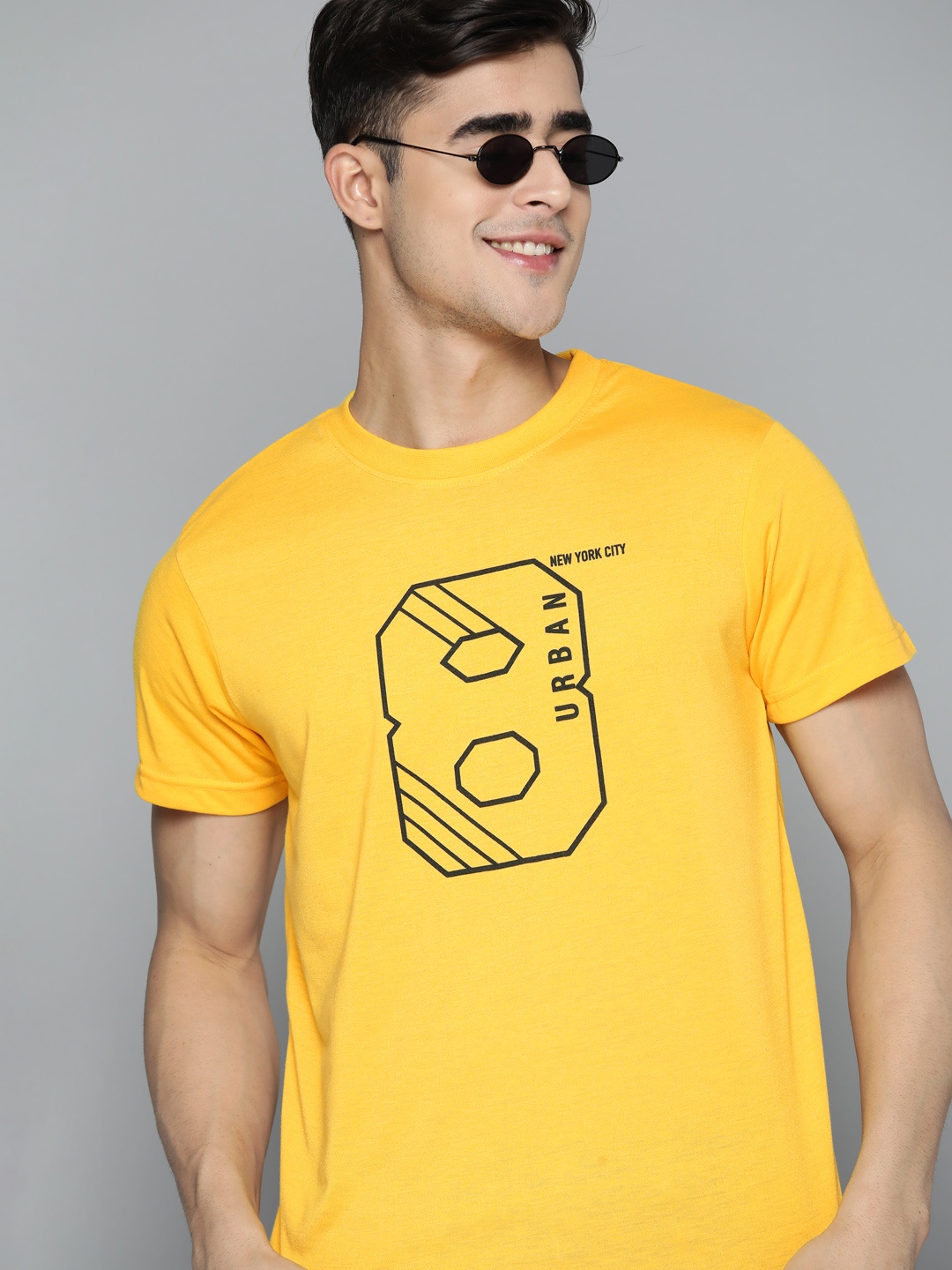 

HERE&NOW Men Typography Printed T-shirt, Yellow