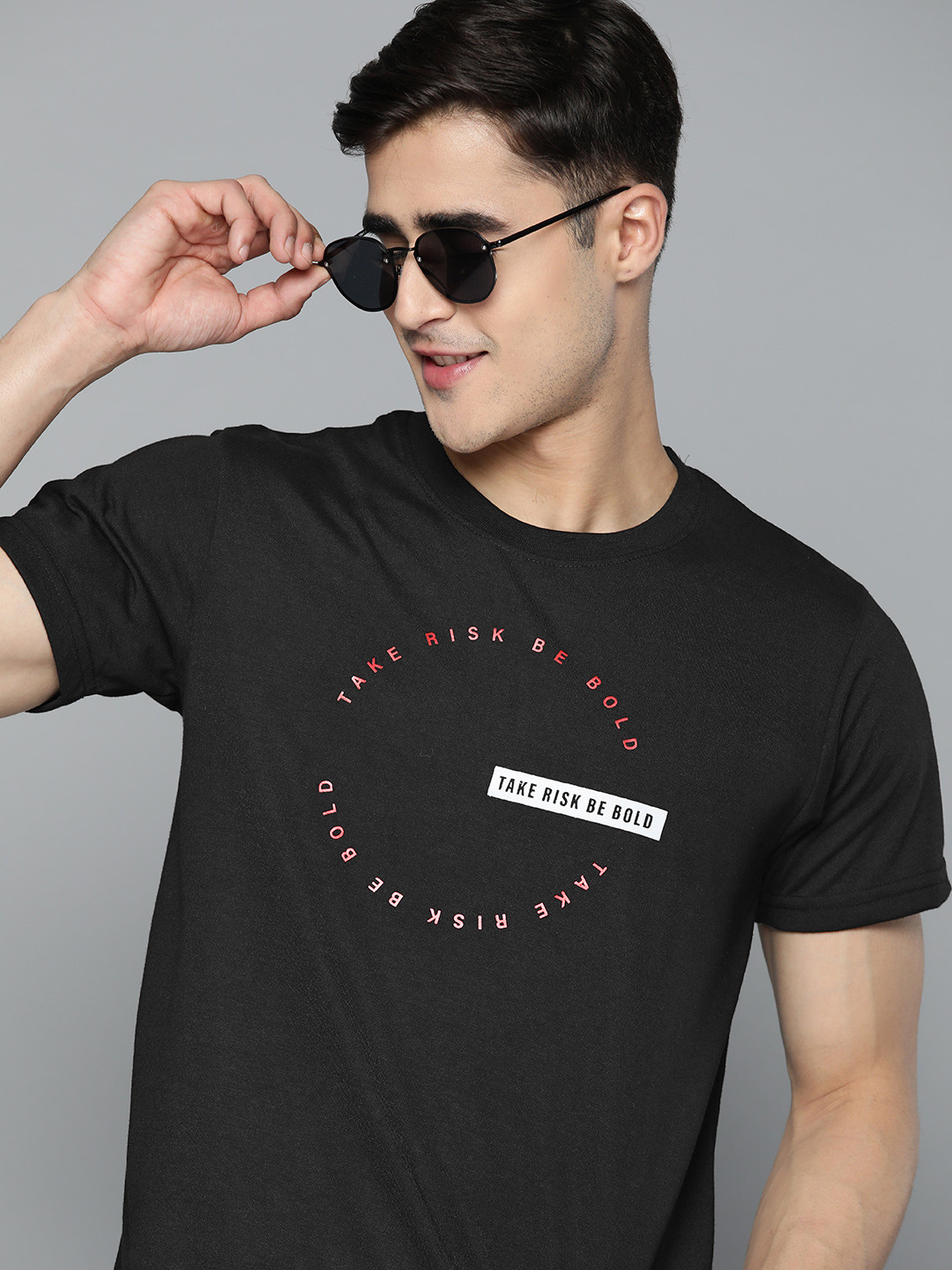 

HERE&NOW Men Typography Printed T-shirt, Black