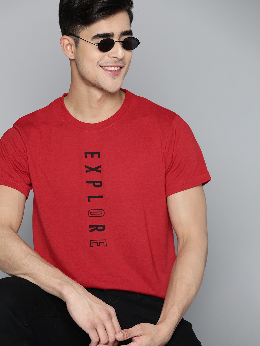 

HERE&NOW Men Typography Printed T-shirt, Red