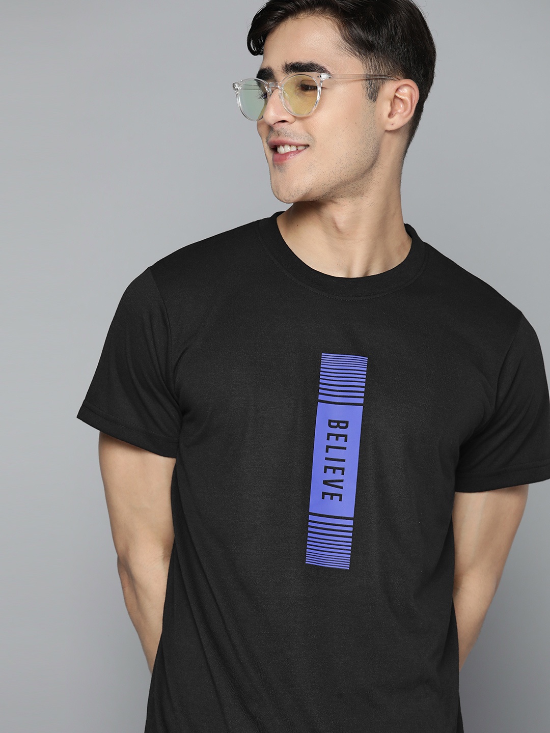 

HERE&NOW Men Typography Printed T-shirt, Black