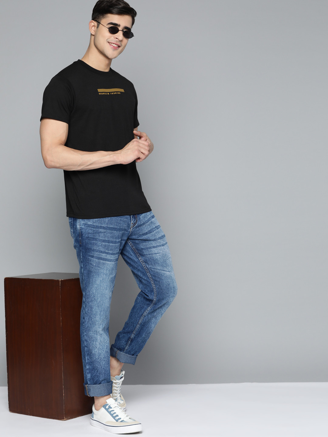 

HERE&NOW Men Typography Printed T-shirt, Black