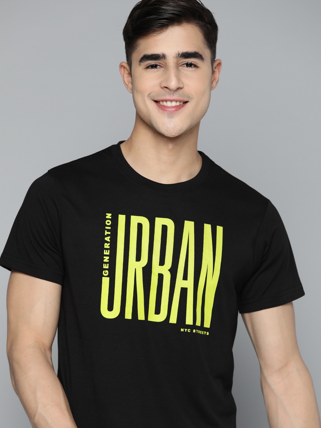 

HERE&NOW Men Typography Printed T-shirt, Black