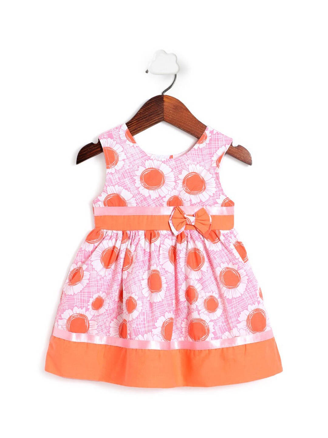 

The Magic Wand Girls Floral Printed Dress, Peach