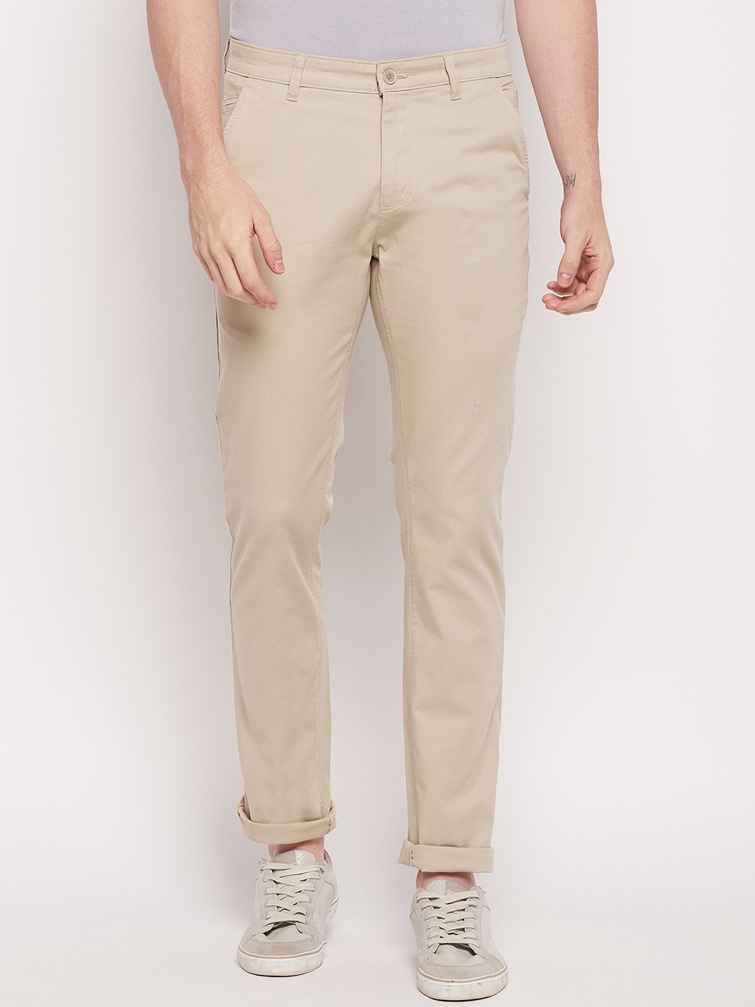 

Cantabil Men Cotton Regular Trousers, Beige