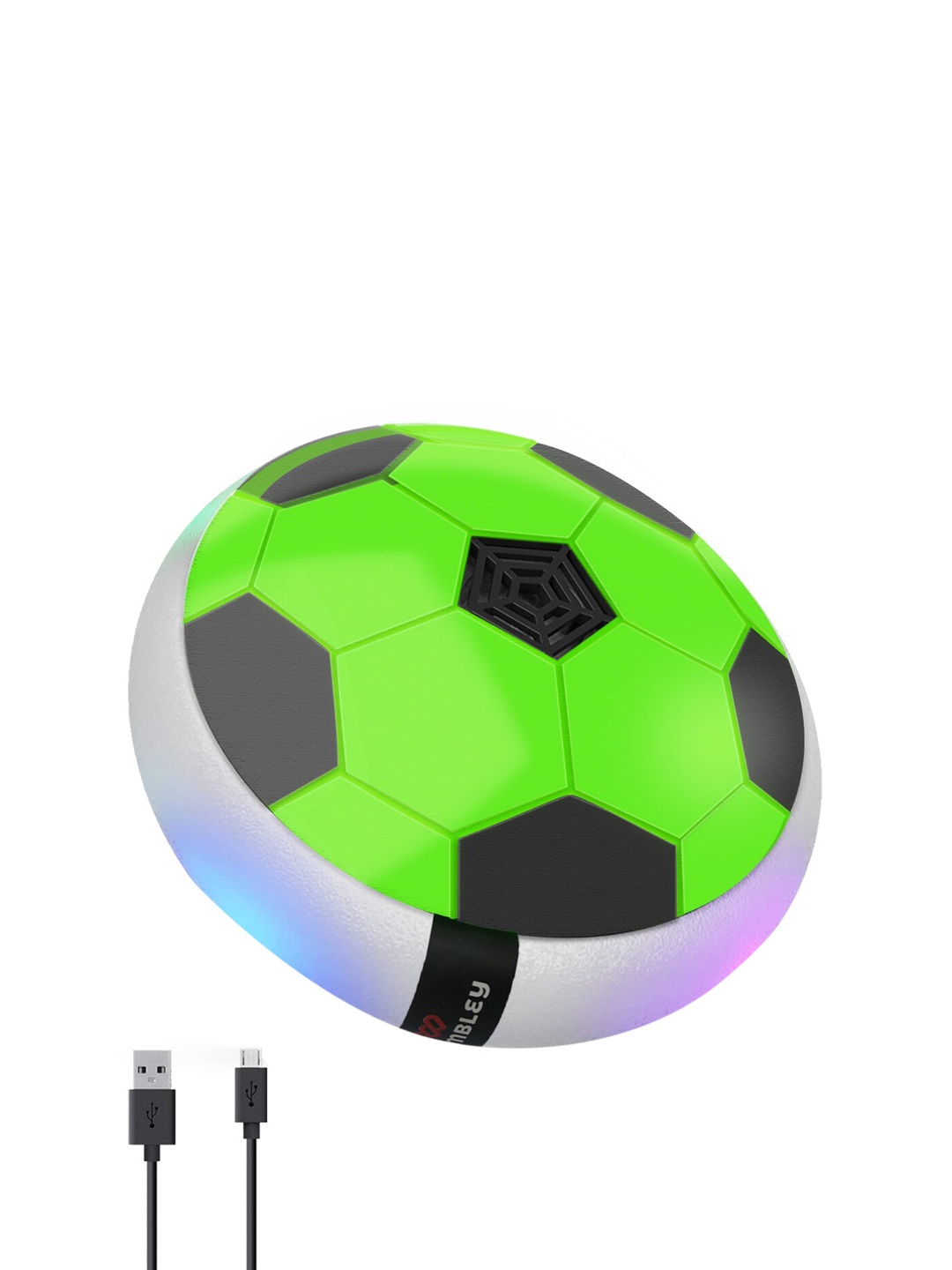 

WEMBLEY Kids Hover Football Soccer Disc Pneumatic Indoor Ball Toy with Lights, Green