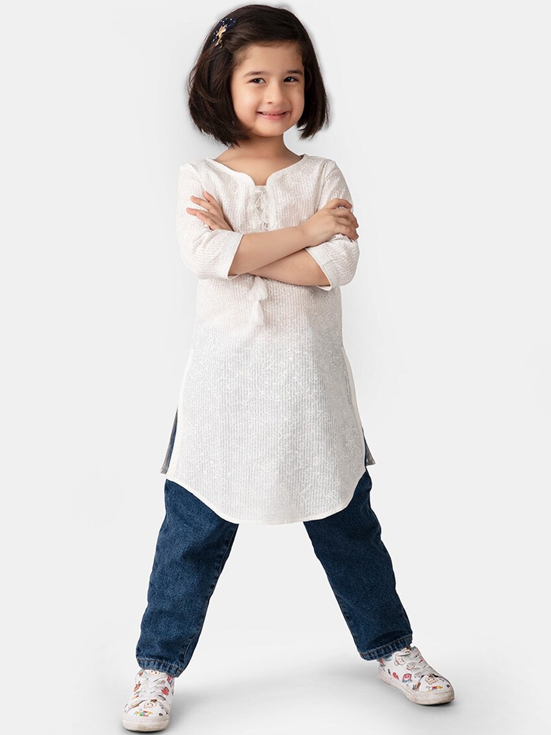 

Fabindia Girls Printed Cotton Kurta, White